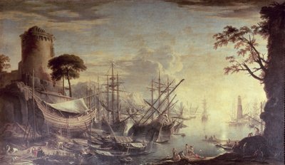 Port at Sunset by Salvator Rosa